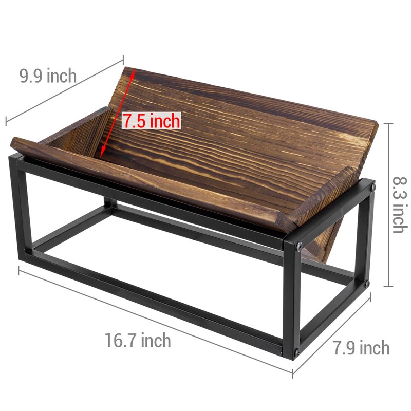 MyGift Tabletop Book Holder Rack with Industrial Black Metal Frame,