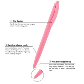 Aozora Pens Bulk 30 Pack Click Pens No Bleed Wholesale Retractable Ballpoint Pens Medium Point,Smooth Ink Pens for Journaling School Office Supplies 1.0MM (Pink Ink)