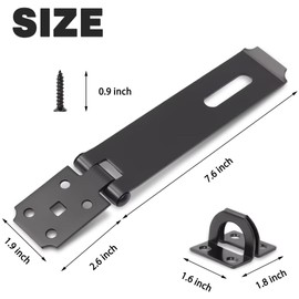 7.5 Inch Heavy Duty Hasp Latch, 2 Pack 1/8" Thicker Iron Safety Padlock Latch, Door Hasp Lock for Fence Gates, Cabinet, Drawer, Outdoor Doors (16 Screws Included)