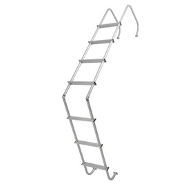 Wutist Exterior RV Ladder Fit for Travel Trailers Universal Straight 7 Step Ladder Aluminium Silvery Powder Coated (7.6FT-8.4FT)