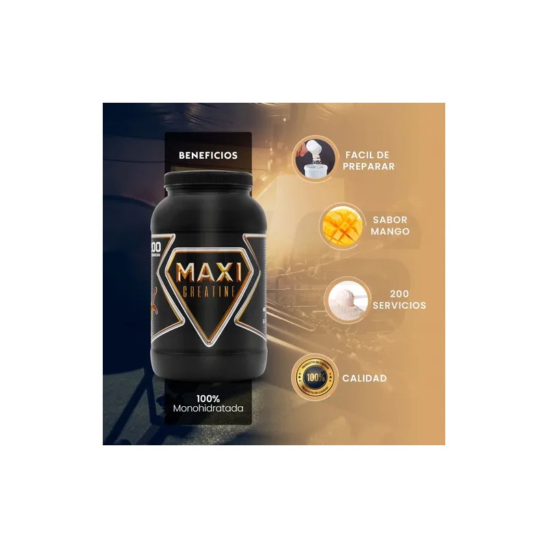 Maxi Creatina Monohidratada 1 Kg 200 Serv Varios Sabores