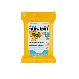 Petkin Dog Sunscreen Sunwipes – Sunscreen for Dogs, SPF 15 – Simply Wipe on Anytime for Instant Sun Protection – Includes 20 Jumbo Size Wipes, Vanilla Coconut Scent – Ideal for Home or Travel