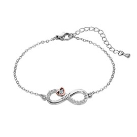 ZakiaHo Love Heart Infinity Sister Bracelets for Women Rose Gold Plated Clear Crystal Dainty Adjustable Christmas Birthday Jewelry Gifts for Her