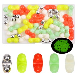 OROOTL Fishing Double Rattle Beads, 45pcs Fishing Rattle Bells Kit Catfish Rig Fishing Attractants Plastic Fishing Beads Inline Lure Rattles Fishing Bait Eggs for Catfish Striper Bass Pompano