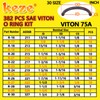 KEZE 382 Pcs SAE Viton O Ring Assortment Kit 30