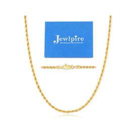 Jewlpire Italian Solid 18k Gold Chain Necklace for Women, 2mm Rope Chain Gold Chain for Women Shiny & Comfortable & Sturdy Women's Chain Necklaces 26 Inch