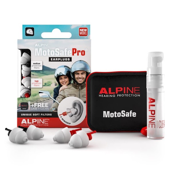 Alpine MotoSafe Pro Motorcycle Reusable Earplugs for Wind Noise Reduction - Ultra Soft Audible Filter Hearing Protection for Motorbike Touring & Racing - Premium Motor Riding Ear Plugs
