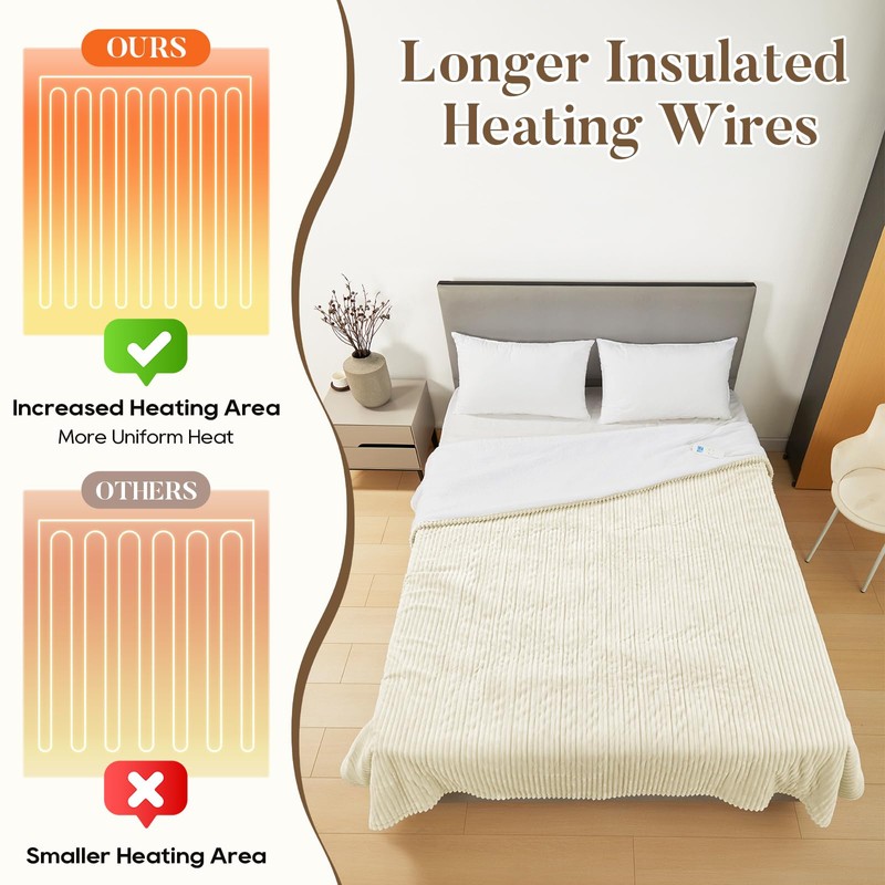 Electric Blanket Heated 84 * 90, Heated Blanket Soft Flannel