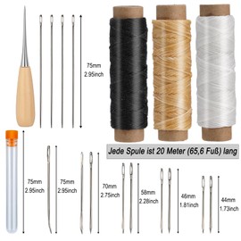 23 Piece Leather Sewing Needles Set, Leather Hand Sewing Needles with Waxed Thread, Hand Sewing Needle Kit for Upholstery, Leather, Carpet Canvas Repair Upholstery Sewing Needles