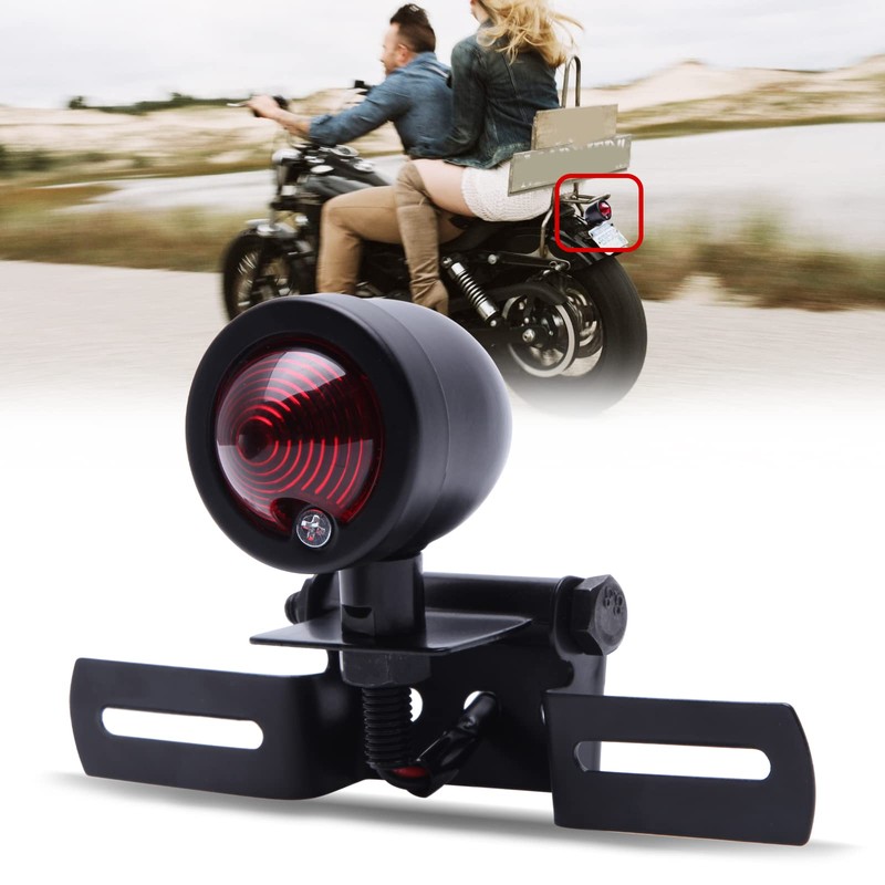 DREAMIZER 12V Black Motorcycle Tail Light Brake Stop Running Light