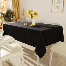 smiry Table Cloth Rectangular 140 x 200 cm Pack of 2 - Washable Fabric Dining Tablecloth, Dust-Proof Polyester Table Cover for Party Garden Kitchen Outdoor, Black