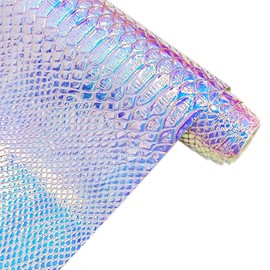 30x135cm Holographic Crocodile Leather Metallic Iridescent Alligator Faux Leather Embossed Craft Fabric for DIY Sewing Projects