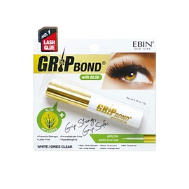 EBIN NEW YORK Grip Bond Eyelash Adhesive Glue (Brush Type, White/Dries Clear, Aloe)|Fast Dyring, Enhancing Volume, Easy Application, Long Lasting, Latex Free