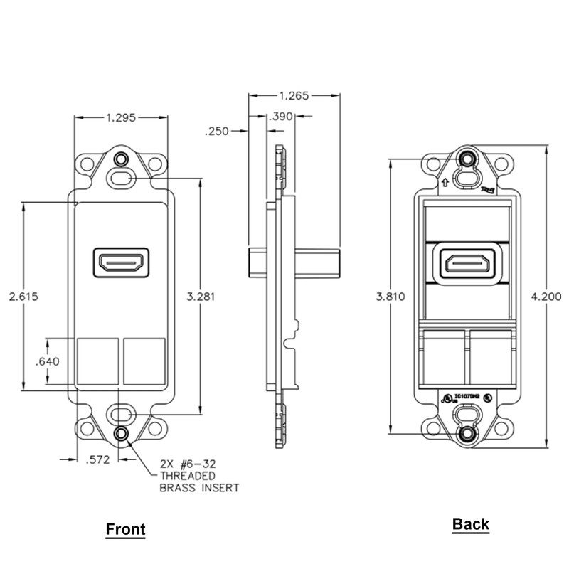 ICC Decorex Insert with 1 HDMI Connector and 2 Ports