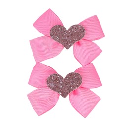 Red Heart Bow Hair Clip Valentines Hair Bow Hair Clips Hair Accessory for Baby Women Girls Valentine Headband ZFJ45 (Pink Glitter Heart Bow)
