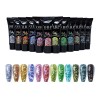 Obp Poligel Nail Glitter Grueso Para Decoración De Uñas 12pz15ml