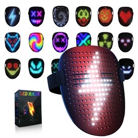 Nasjac Máscara de LED Halloween, 50 Patrón Máscara LED de Hallowee con Detección de Gestos para Adultos y Niños, Máscara Electrónico Led Ilumina para Halloween Navidad Fiestas de Disfraces Cosplay