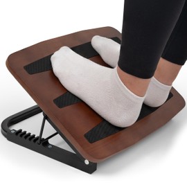 Adjustable Foot Rest for Under Desk at Work - Ergonomic Foot Rest Under Desk Foot Stool - 7 Adjustable Angles Wood Under Desk Footrest - Under Desk Foot Rest for Office Leg Rest - Walnut