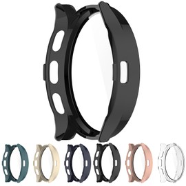 Disscool Full Coverage Case with Screen Protector Compatible with Garmin Venu 3S, Ultra-Thin Hard PC and Real Glass Replace Protective Case Cover(Black)