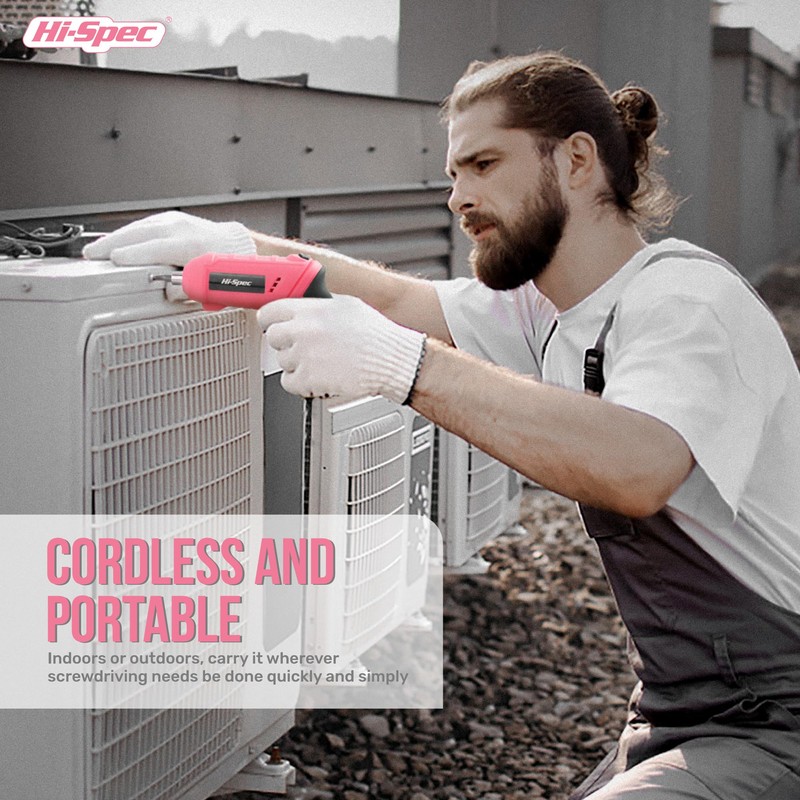 Hi-Spec 42pc Pink 4V USB Electric Power Driver & Household