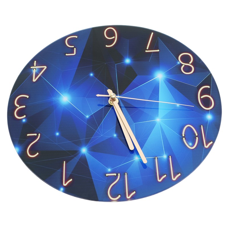 30cm Glass Blue Wall Clock for Living Room Decor Silent