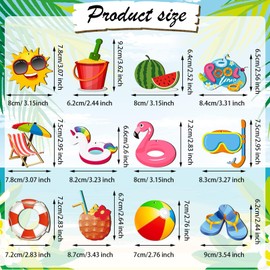 Summer Tree Decorations, Pack of 24 Wooden Pendants, Hawaii, Wooden Decoration, Hanging Beach Style, Hanging Decoration, Wooden Summer with Rope for Windows, Doors, Gardens, Trees