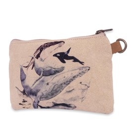 COTT N CURLS Ocean Life Wristlet Wallets for Women - 4.7" x 8" Handcrafted Womens Wallet, 100% Cotton Canvas with Leather Strap, Wristlet Purses for Women, Durable Wristlet Wallet