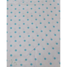 VintageWhite with Aqua Dots Cotton Fabric 1 Yard 12 inches Long