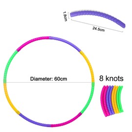 Children's Hula Hoop, 8 Sections Hula Hoop for Children, Removable Fitness Gymnastics Circle Hoop, Coloured Hula Hoop for 3-8 Years Training Sports Game, Refillable, Weight 120 g