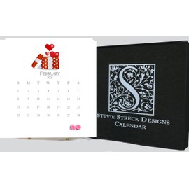 Desk Calendar with easel 2026 - Small Desktop Calendar - 6.125 x 6.125 Card stock - At A Glance - Office Calendar - Hand Glittered - By Stevie Streck Designs