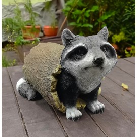 coolboy Outdoor Raccoon Statue Garden Decoration,Cute Raccoon Sculpture Art Interior Office Home Décor,Resin Animal Figurine Art Decoration for Garden Yard Lawn