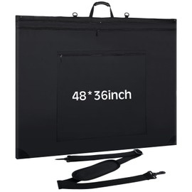 Huhumy 48 x 36'' Extra Large Artist Portfolio Case with Shoulder, Waterproof Leather Corners Black Art Portfolio Bag for Drawing Sketching Poster Artwork Drawing Canvas Photography Poster