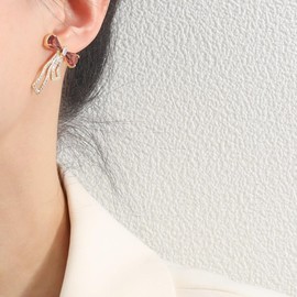 Kokoma Bow Knot Statement Earrings for Women 925 Sterling Silver Post Crystal Cubic Zirconia Gold Plated Drop Dangle Earrings Promise Engagement Elegant Ear Jewelry