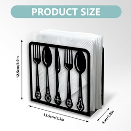 Doodlream Tableware Decorative Black Metal Napkin Holder for Table, 12 x 12 x 5cm Standing Napkin Holder for Home Kitchen Restaurant Picnic Party Coffee Bar Dining Room