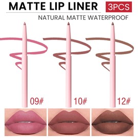 evpct 3Pcs Retractable Lip Liner Pencils Set Pack for Shaping & Sculpting Lips, Pink Chestnut Maroon Dark Taupe Brown Creamy Matte Velvet Pigmented Lip Liner lipliners Crayon Lipstick,09 + 10 + 12