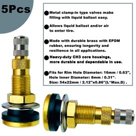 TR618A Tire Valve Stems,Tubeless Air Liquid Tractor Valve Stems for Tubeless Tires, Industrial Agricultural Wheels, Clamp-in Tire Valve Stems (Pack of 5)
