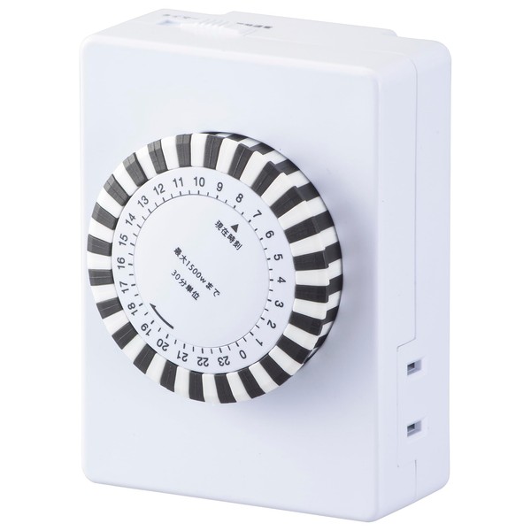 Ohm Electric HS-A24T 06-2899 OHM Power Timer, Outlet with Timer, Gear Operated, 30 Minute Units, Analog, 24 Hours, Outlet Timer, 24 Hour Timer Switch, Power On/Off, Automatic