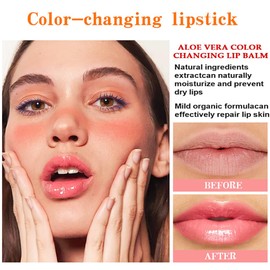 Set mit 3 Magischer Lippenstift mit Farbwechsel bei Temperatur, Feuchtigkeitsspendender Lippenbalsam mit Fruchtgeschmack, Aloe Vera, Langanhaltend, Nahrhaft (3 Pcs, B# Pfirsich, Orange, Avocado)