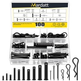 Mardatt 100Pcs Carbon Steel Clevis Pin Cotter Pin R Pin Assortment Kit, Include 10 Sizes M5 M6 M8 M10 M12 Flat Head Single Hole Clevis Pins and M2 M3 M4 Split Cotter Pins/ R Clips