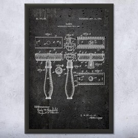 Framed Shaving Razor Print, Bathroom Decor, Shaving Gift, Fashion Wall Art, Barber Gift, Barber Shop Decor, Stylist Gift Dark Concrete (12x16)