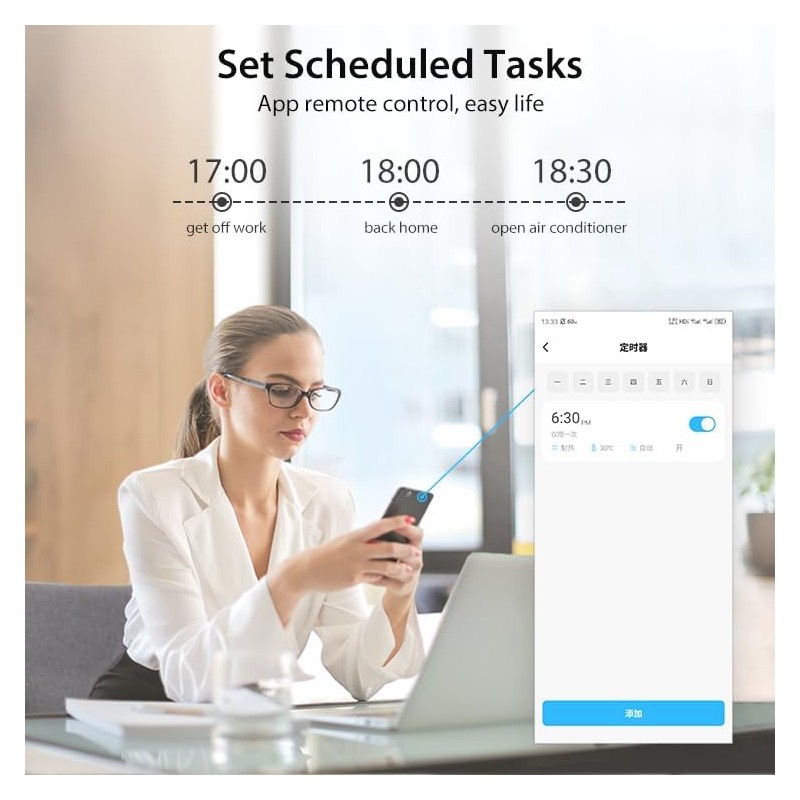 Smart Air Conditioner Controller, WenzhiIoT WiFi Thermostat for Mini-Split,Window,Portable AC&Heat