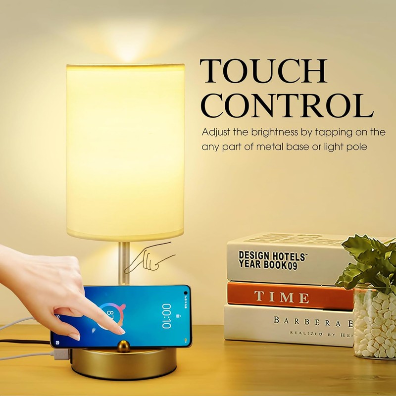 Briever Touch Control Table Lamp for Bedroom, 3-Way Dimmable Nightstand