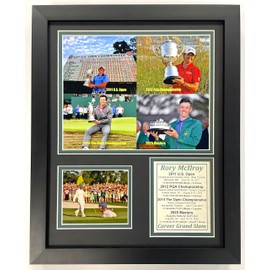 Rory McIlroy | 2025 Masters Winner | Career Grand Slam Winner | Collectible Golf Memorabilia | Framed Picture and Photo Collage Gifts | (Career Grand Slam Mosaic, 12"x15", Framed)