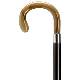 Walking Cane Lady's Bulb Nose Crook Round Nose Handle with Black Shaft 36" Ladies Cane (Horn)