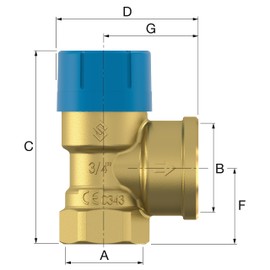 Flamco Prescor B Valve 3/4-8.0 Bar - Pressure Relief Valve, Pressure Reducing Valve, Pressure Safety Valve - 27111