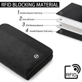 SEPWIK Travel Passport Wallet RFID Family Passport Holder with Hand Strap, Waterproof Travel Document Organizer for Credit Card, Boarding Pass, ID, Money, Flight Tickets OCE Gear Series Black