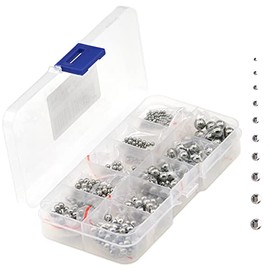 DDHOMIN 570 Pieces 304 Stainless Steel Precision Bearing Balls 10 Sets of Steel Ball 2-7mm