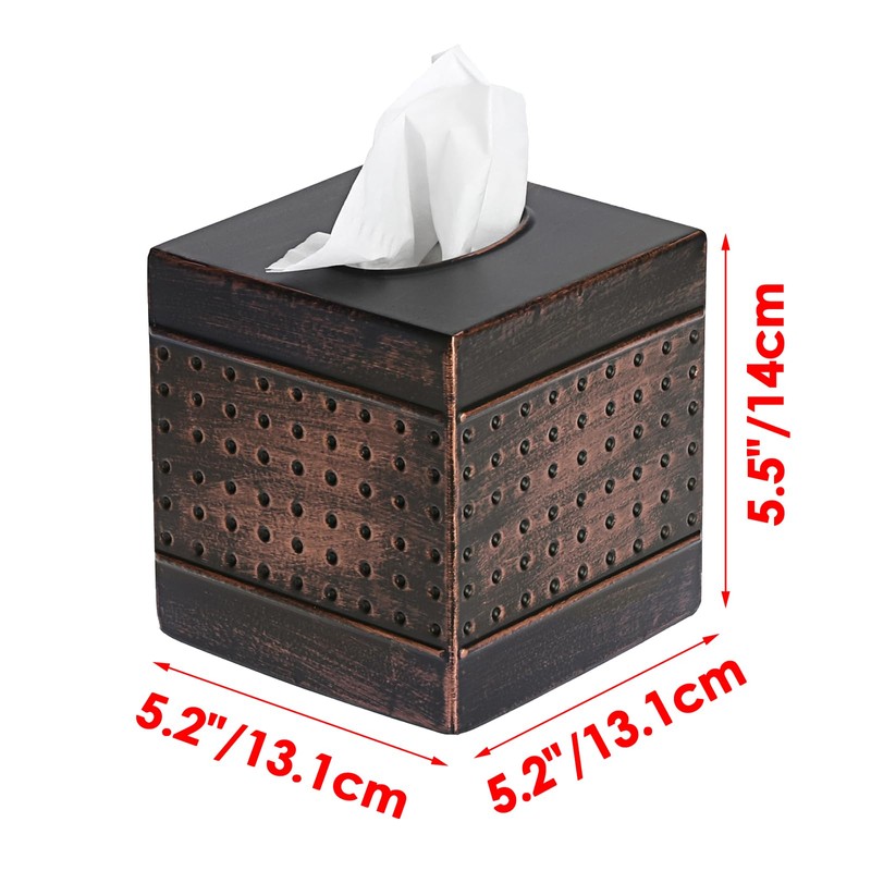 Kokone Tissue Box Cover Sturdy Galvanized Iron Square Tissue Box