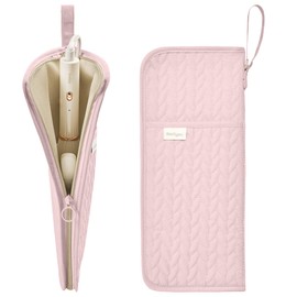 KarSyon Hot Tools Organizer Heat Resistant Mat Case Hair Tools Holder Travel Bag Portable Hair Styling Tools Cover Pouch for Curling Iron,Flat Iron,Hair Straightener (Pink)