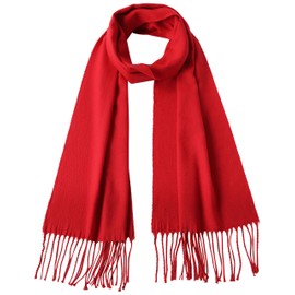 Atano Mens Fine Soft Scarf with Tassel Ends Red